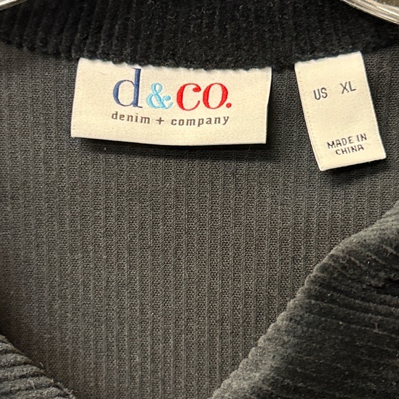 D&co. Denim & Company A342704 black Wide Wale Corduroy Barn Jacket NWOT - Picture 3 of 8